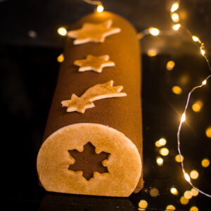 Karácsonyi fatörzs torta: pisztácia-gianduja-csokoládé