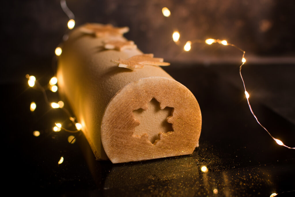 Karácsonyi fatörzs torta: körte-kávé-dió